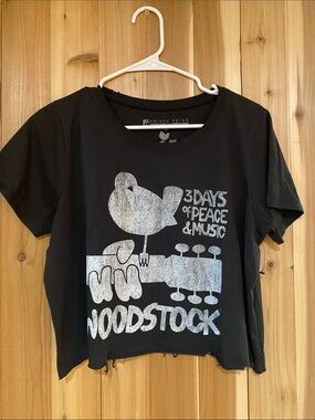 Prince Peter Collection Black T-Shirt with Silver Woodstock Print